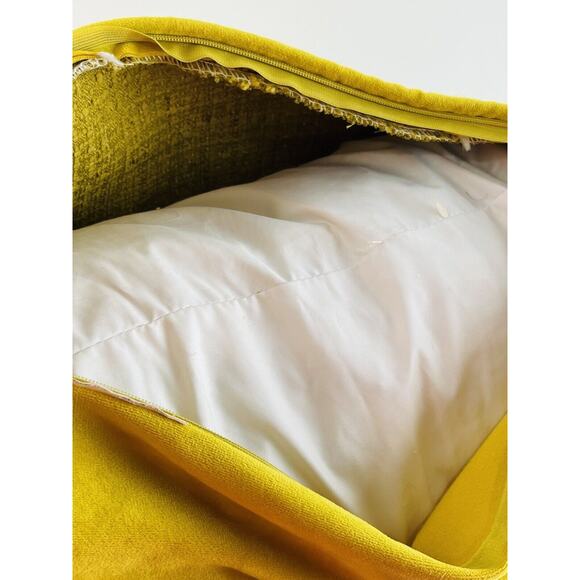 Rodeo Home Throw Pillow Yellow Gold Mustard Chenille Texture Down Feather Filled - Picture 11 of 13